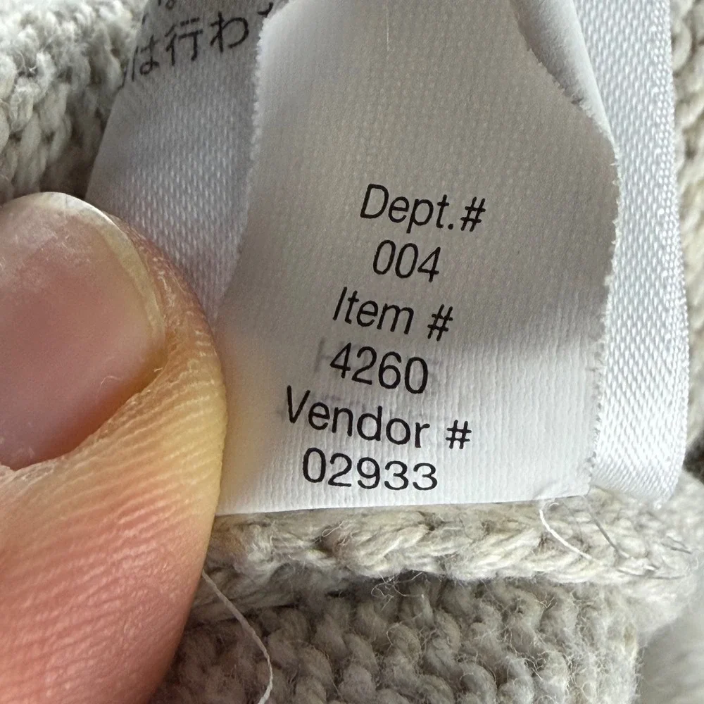 Eddie Bauer 1/4 Zip Sweater Mens L Beige/Blue Cotton Striped Pullover Mock Neck